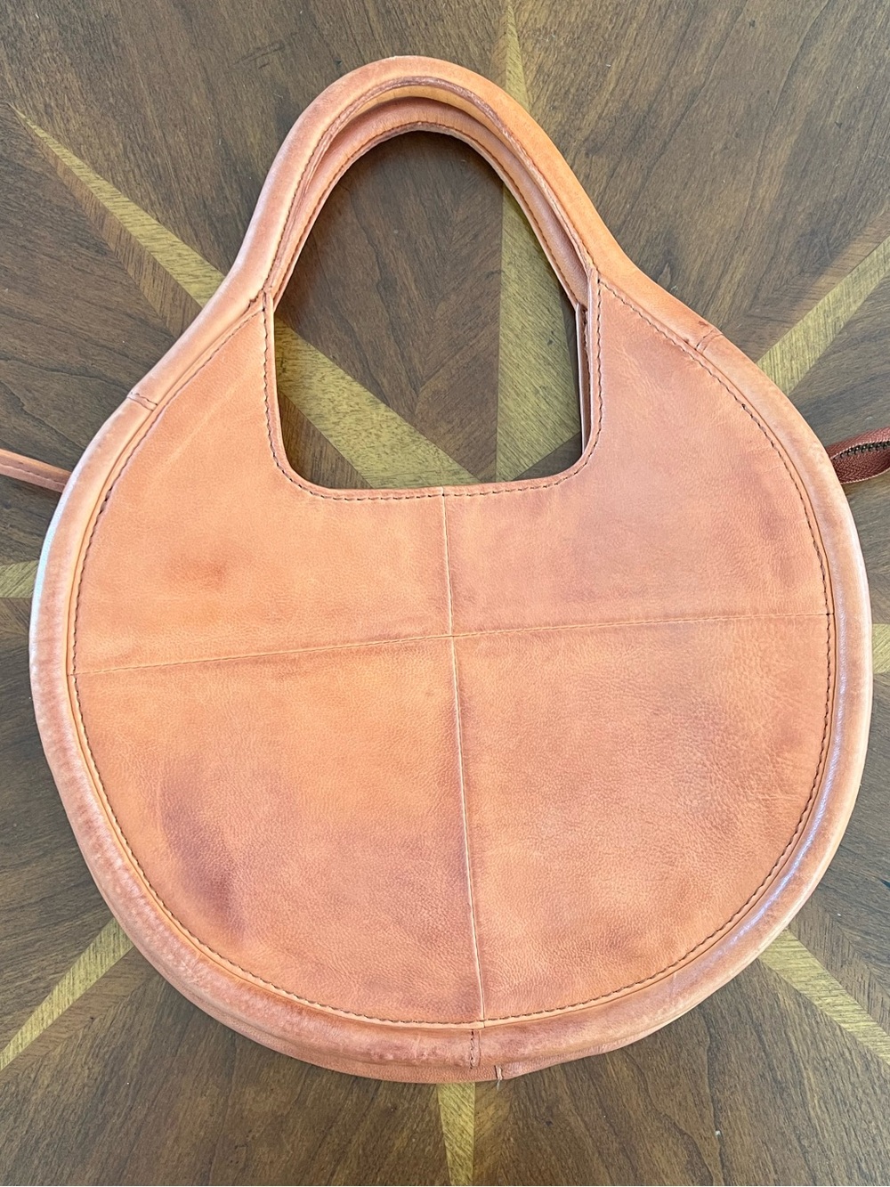 Anthropologie Julien Leather Hand Bag-Round Purse with removable shoulder strap